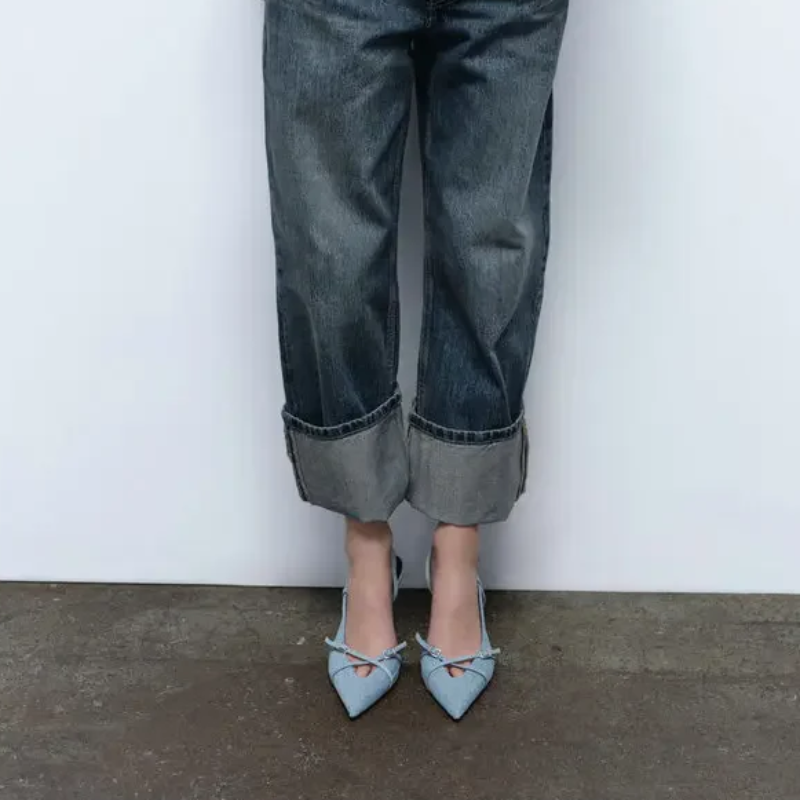 Carmen Slingback Denim Heels