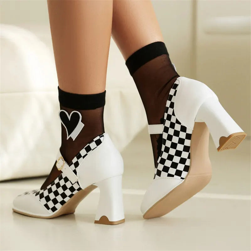Corsa Checkered Square Heels