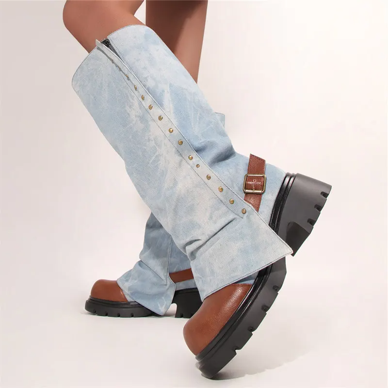 Brithany Chunky Denim Boots
