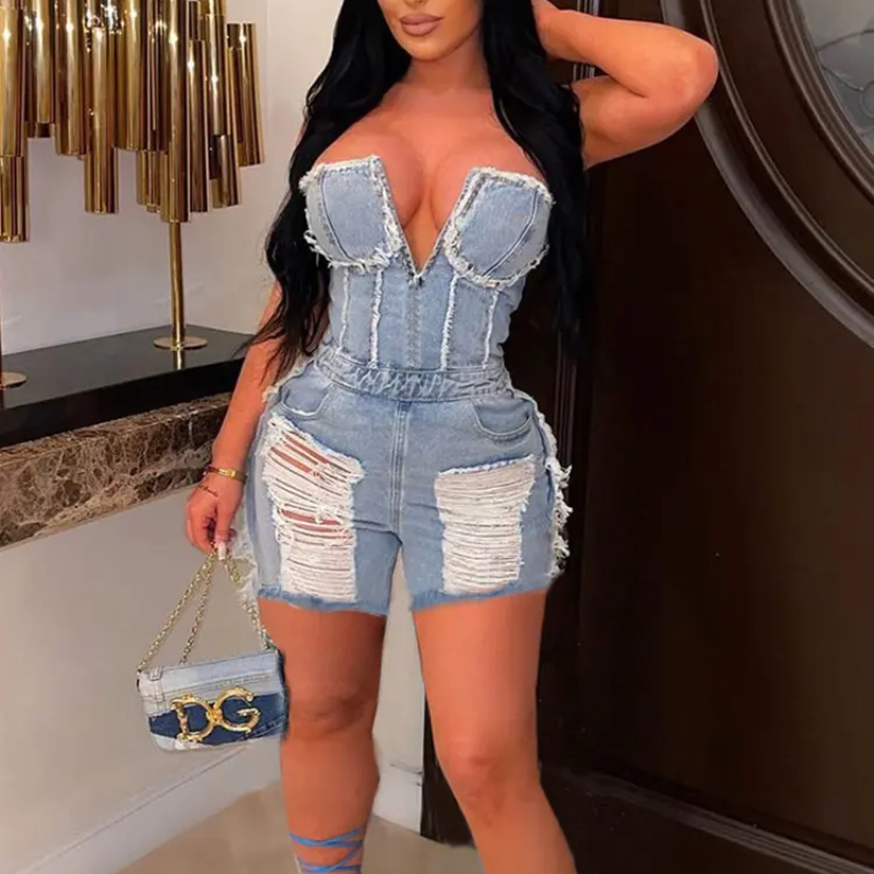 Amira Sexy Denim Jumpsuit