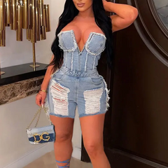 Amira Sexy Denim Jumpsuit