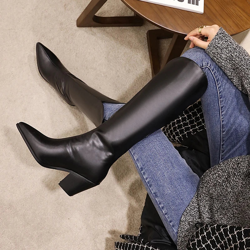 Modern Chic Stylish Trendy Comfortable Pointed Toe Knee High Boots