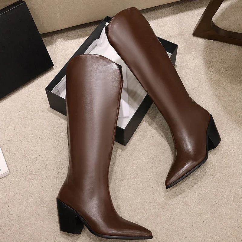 Modern Chic Stylish Trendy Comfortable Pointed Toe Knee High Boots
