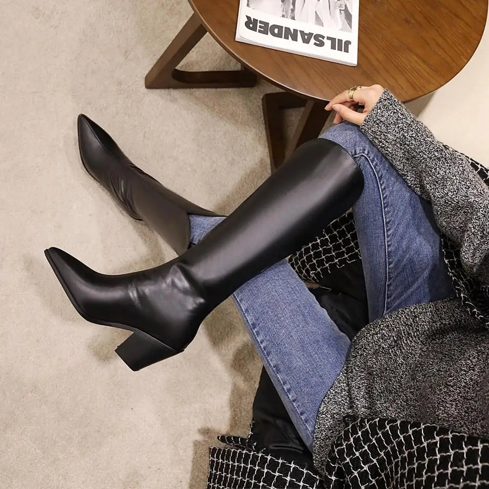 Modern Chic Stylish Trendy Comfortable Pointed Toe Knee High Boots