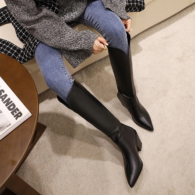 Modern Chic Stylish Trendy Comfortable Pointed Toe Knee High Boots