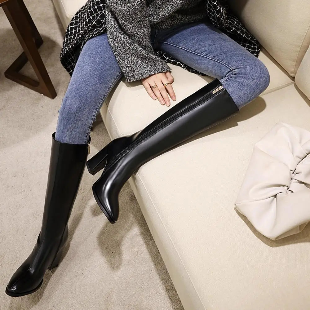 Modern Comfortable Pointed Toe Knee High Boots