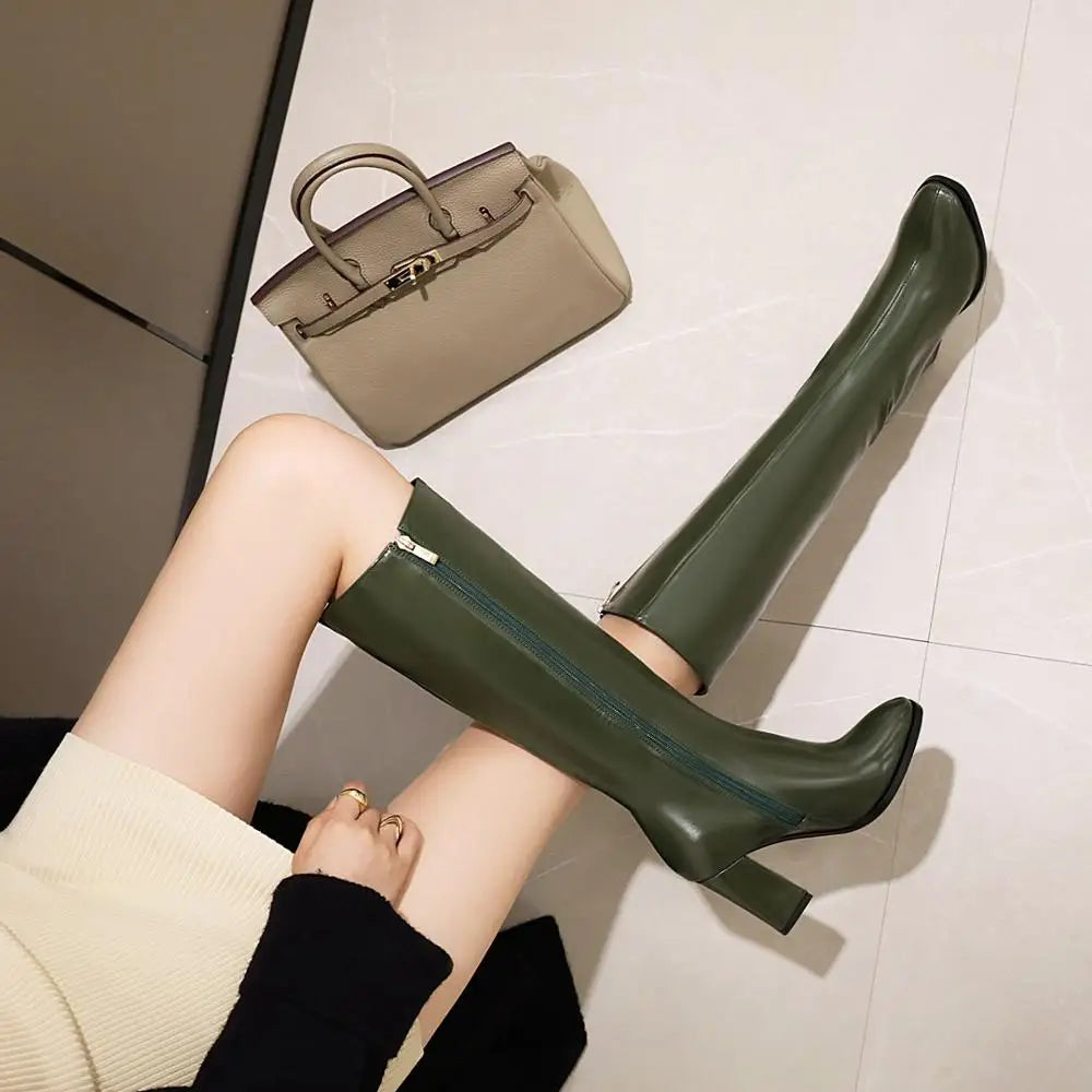 Modern Comfortable Pointed Toe Knee High Boots