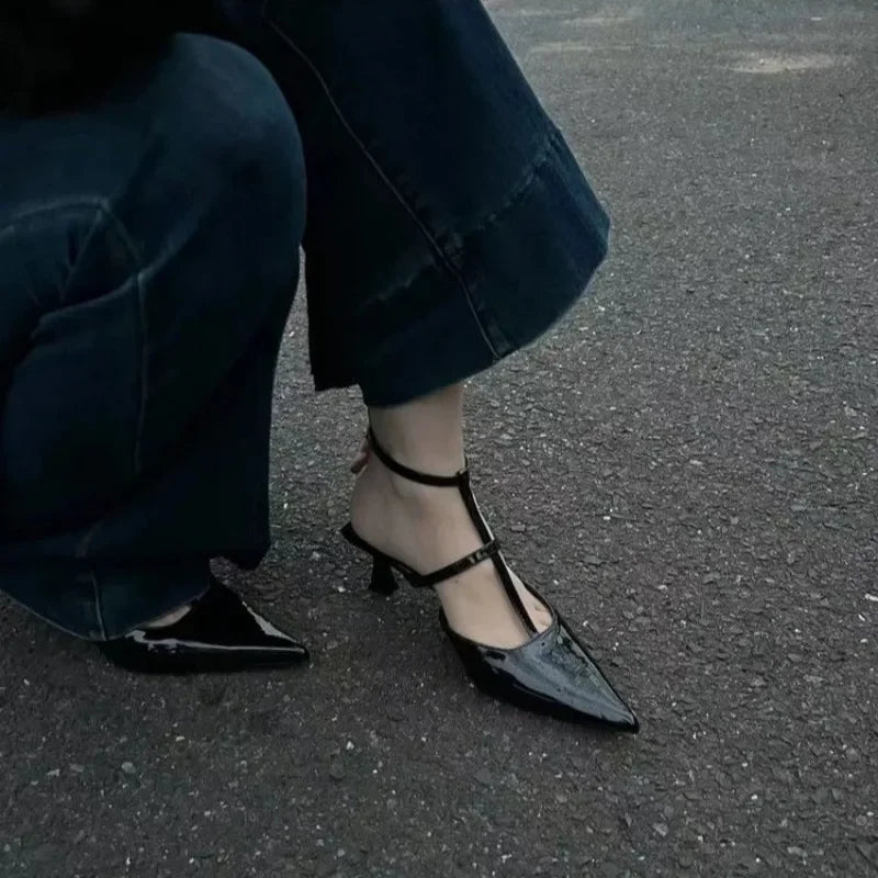 New Pointed Toe Slingback Khaki Slides Low Heel Pumps