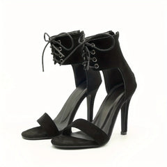 Stylish Open Toe Lace Hollow Cross Roman Designer High Heel