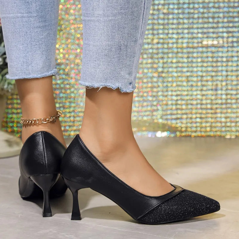 Pointed Toe Exquisite Wedding Casual Elegant Stiletto Low Heel Pumps