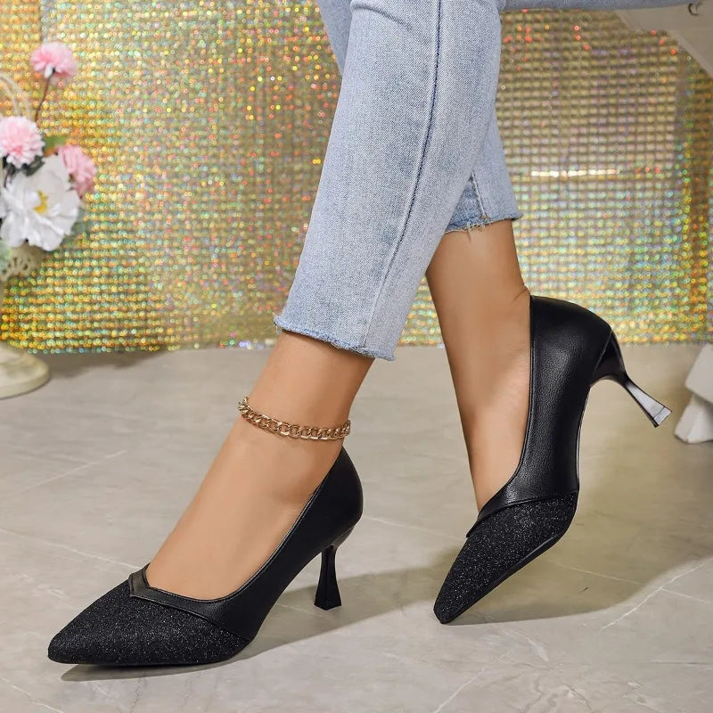 Pointed Toe Exquisite Wedding Casual Elegant Stiletto Low Heel Pumps