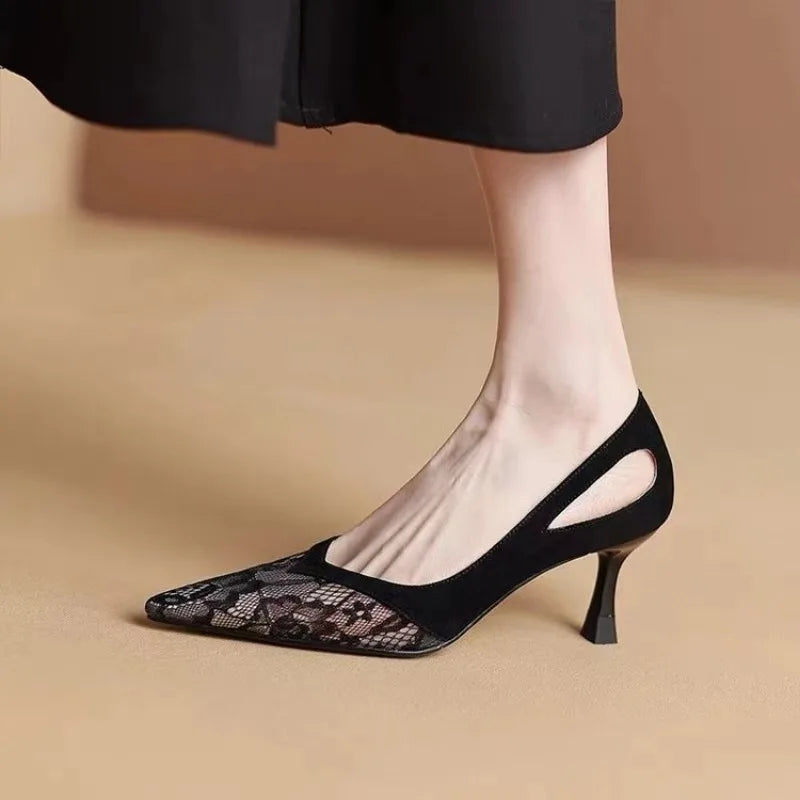 Closed Toe Green Thin Mid-heeled Comfortable Stylish New Low Heel Pumps