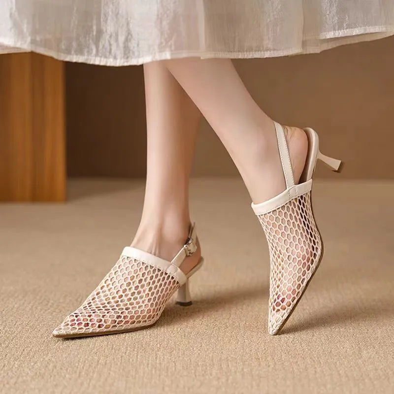 Breathable Pointed Slingback Comfortable Highs Low Heel Pumps