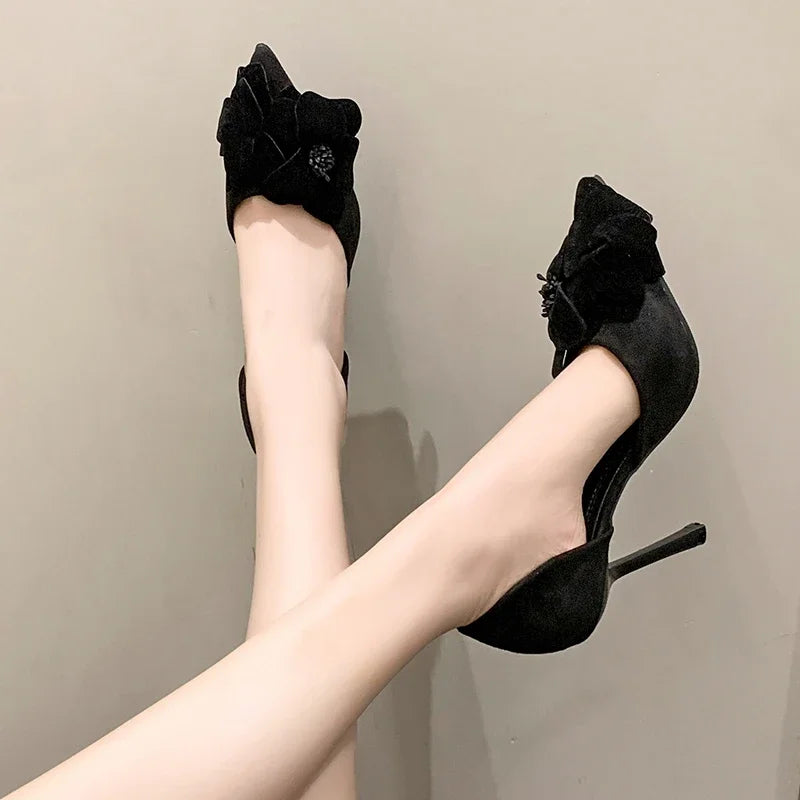 Comfortable Suede Fabric Designer Leisure Party Dress High Heel