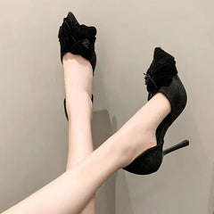 Comfortable Suede Fabric Designer Leisure Party Dress High Heel