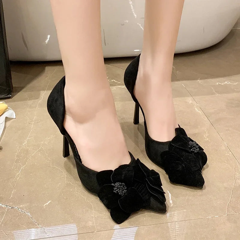 Comfortable Suede Fabric Designer Leisure Party Dress High Heel