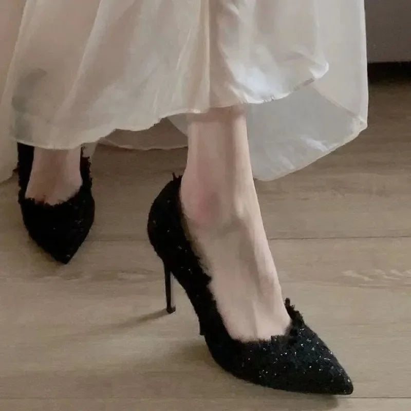 Solid Color Pointed Elegant Outdoor Slip-On High Heel