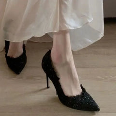 Solid Color Pointed Elegant Outdoor Slip-On High Heel
