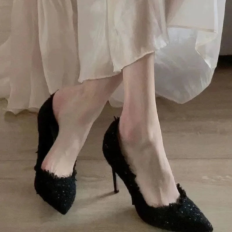 Solid Color Pointed Elegant Outdoor Slip-On High Heel