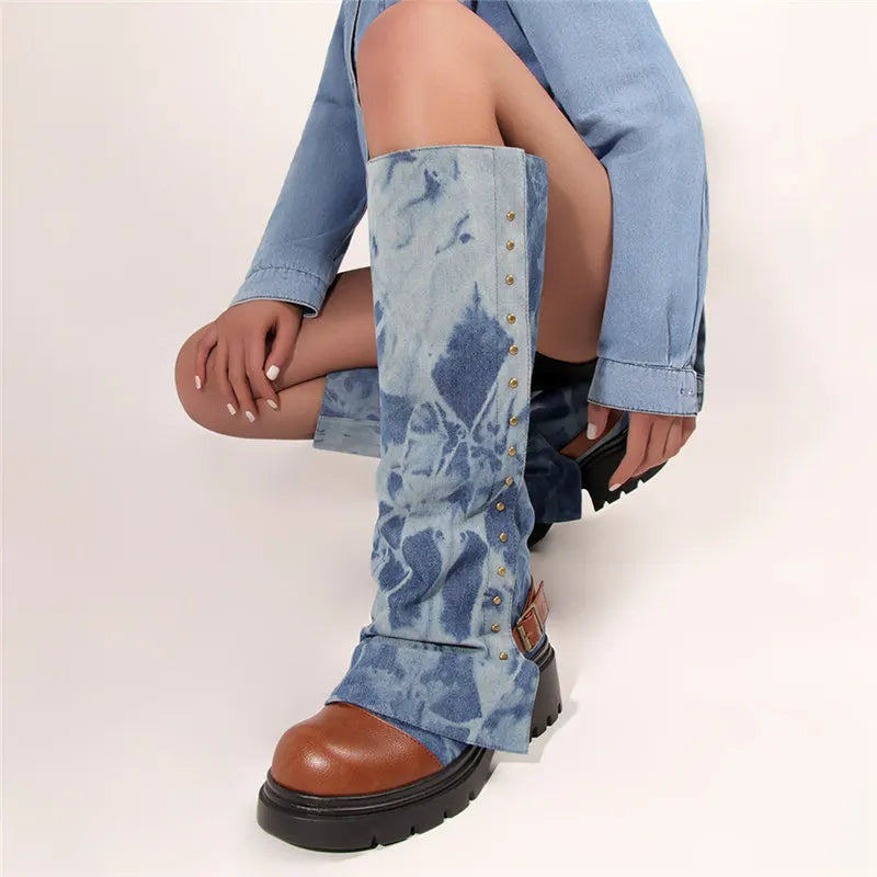 Brithany Chunky Denim Boots