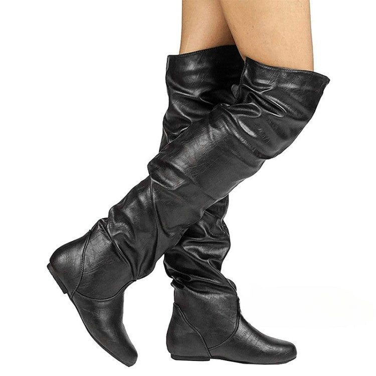 Square Block Heel Platform Side Zipper Autumn Knee High Boots