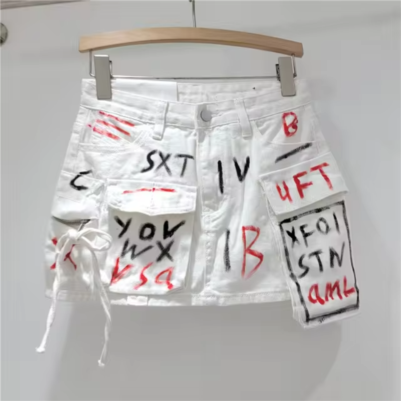 Retro Lettered Mini Skirts