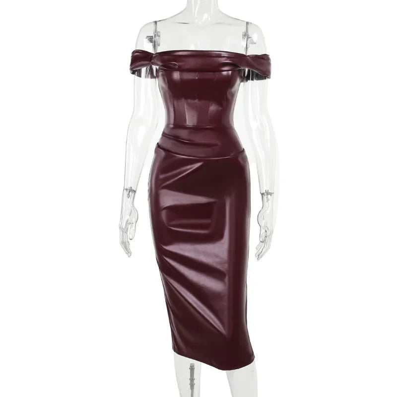 Rosy Sexy Leather Dress