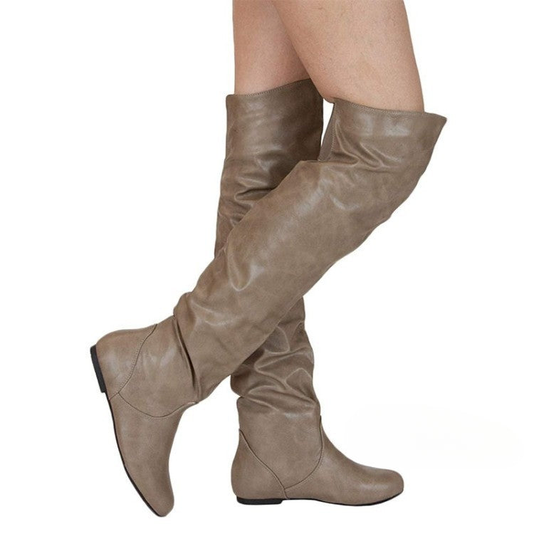 Square Block Heel Platform Side Zipper Autumn Knee High Boots