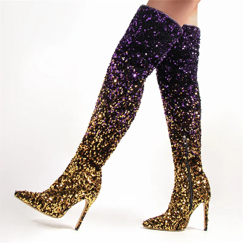 Celebrity Sexy Sequin High Boots