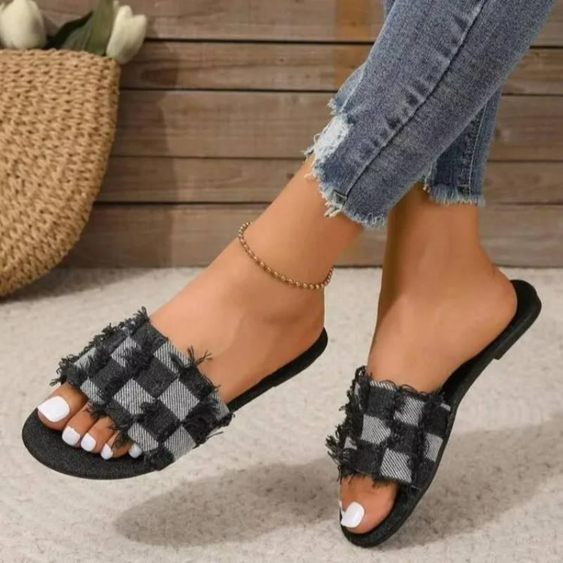 Checkmate Denim Slippers