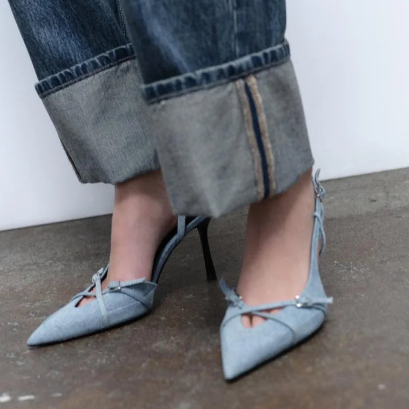 Carmen Slingback Denim Heels