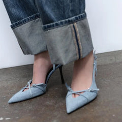 Carmen Slingback Denim Heels