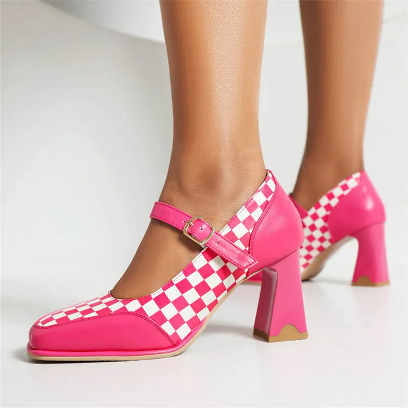 Corsa Checkered Square Heels