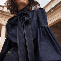 Fashionista Denim Bow Shirt
