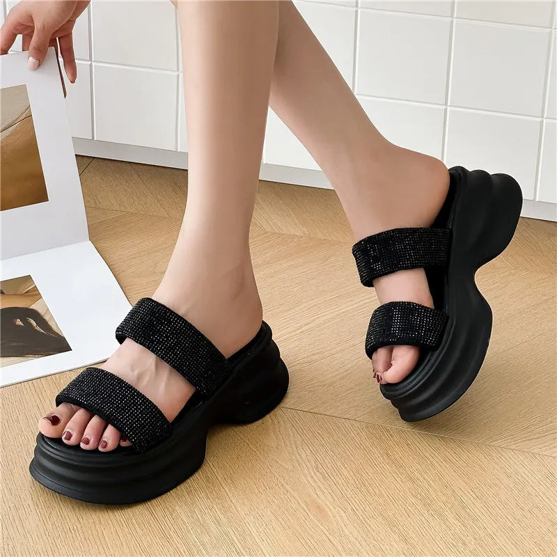 Serena Glit Platform Slippers