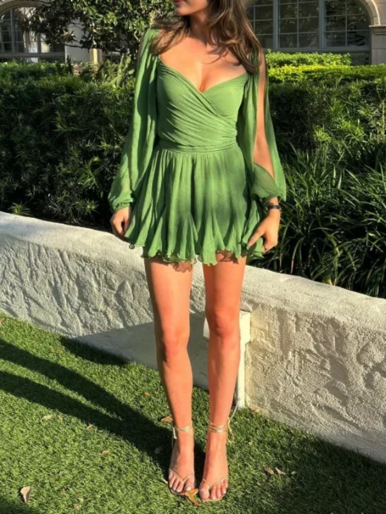Sexy Sleeve Split Mini Dress