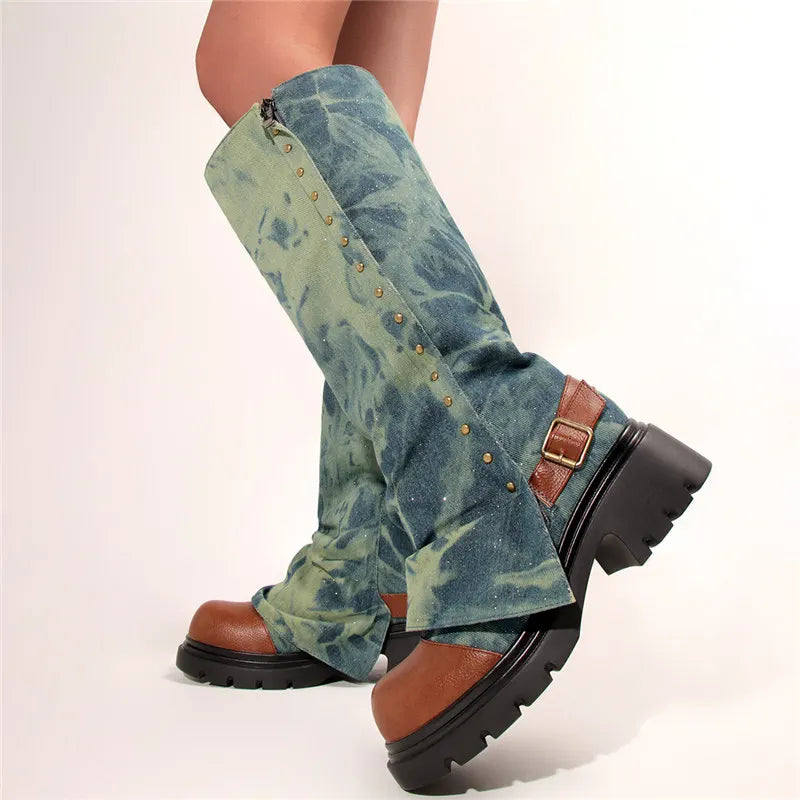 Brithany Chunky Denim Boots
