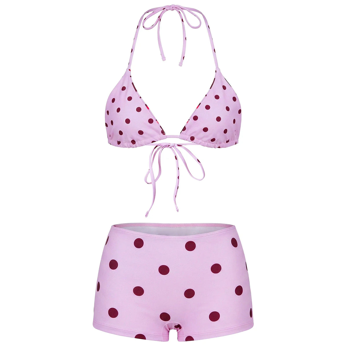 Women Halter Bra Tops with Shorts 2 Pieces Set Stylish Bikini