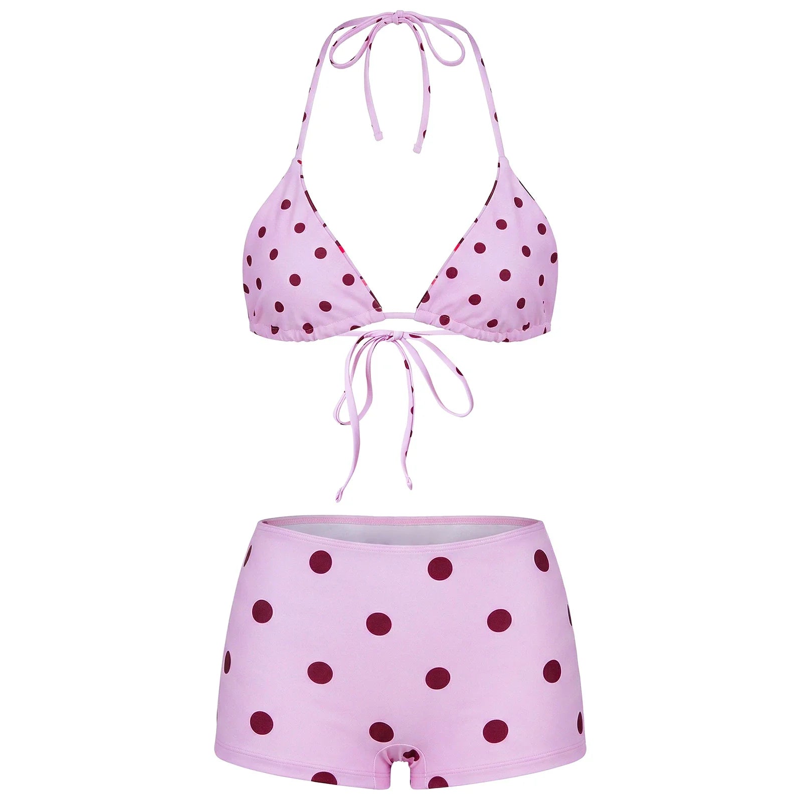 Women Halter Bra Tops with Shorts 2 Pieces Set Stylish Bikini