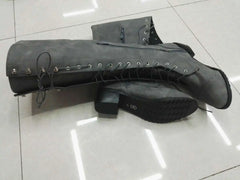 Autumn Keep Warm Sewing Thread Rivet Heel Long Zipper Knee High Boots