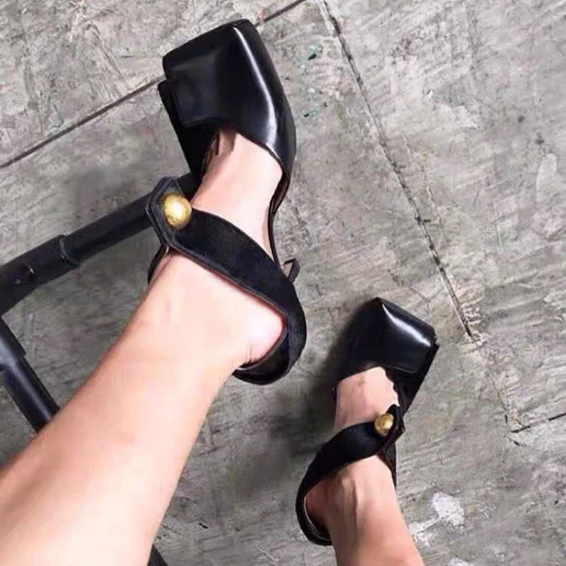 Brand Square Head Party Thin Heels Gladiator High Heel
