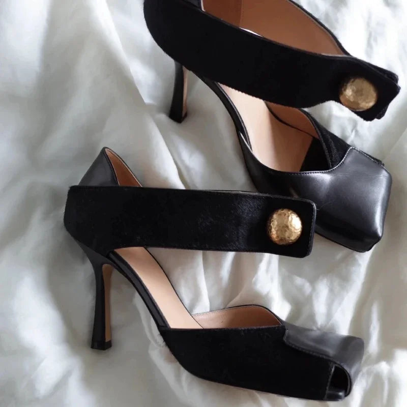 Brand Square Head Party Thin Heels Gladiator High Heel