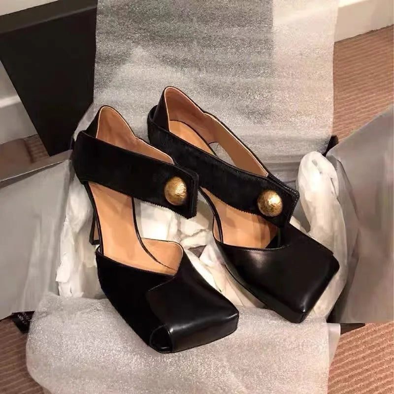 Brand Square Head Party Thin Heels Gladiator High Heel