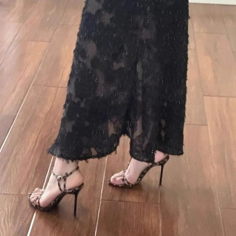 Retro Leopard Print Stiletto Party Prom Slingback Low Heel Pumps