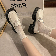 British Style Platform Preppy Slip On Clogs Retro Creepers Loafers