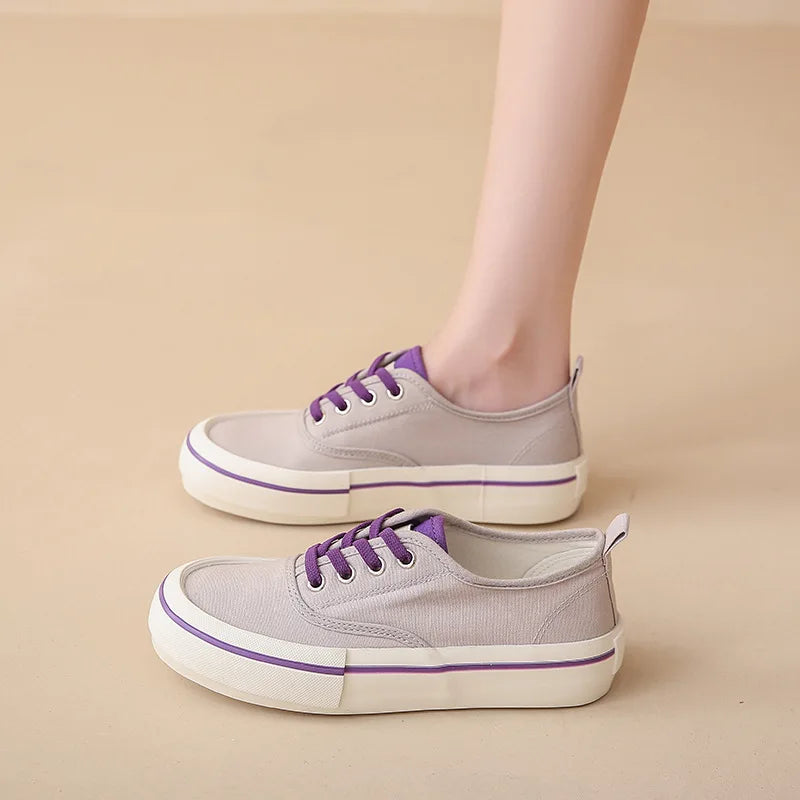 Canvas Lace Up Shallow Casual Solid Color Comfort Runner Outsole Skateboard
