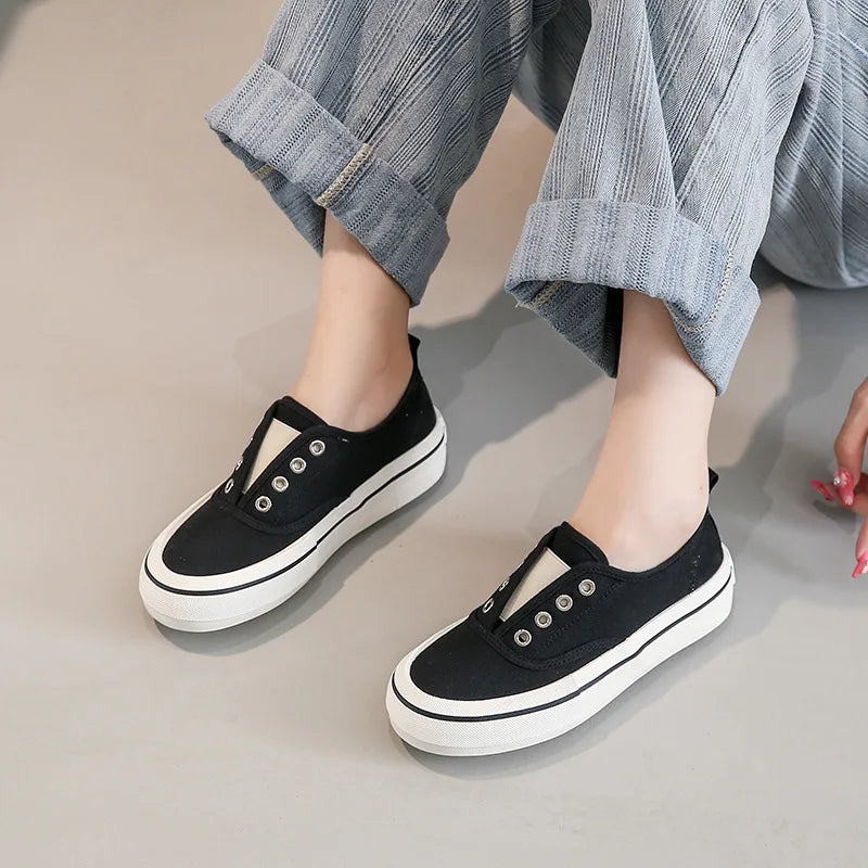 Canvas Lace Up Shallow Casual Solid Color Comfort Runner Outsole Skateboard