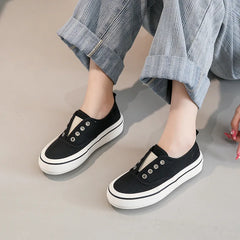 Canvas Lace Up Shallow Casual Solid Color Comfort Runner Outsole Skateboard