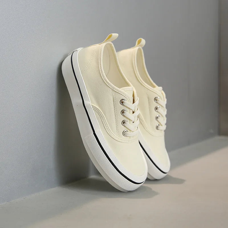 Canvas Lace Up Shallow Casual Solid Color Comfort Runner Outsole Skateboard
