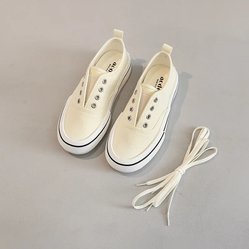 Canvas Lace Up Shallow Casual Solid Color Comfort Runner Outsole Skateboard
